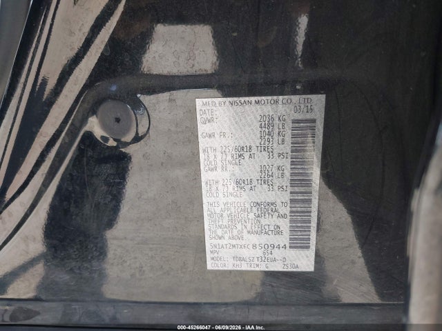 Nissan Rogue Sl 2015 5N1AT2MTXFC850944 Image 9