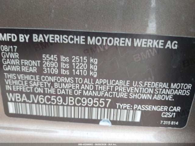 Продажа на аукционе авто 2018 Bmw 640i Gran Turismo Xdrive, vin: WBAJV6C59JBC99557, номер лота: 45266063