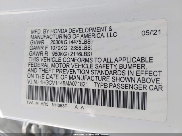 1HGCV1F48MA071821 Honda Accord Sport Special Edition
