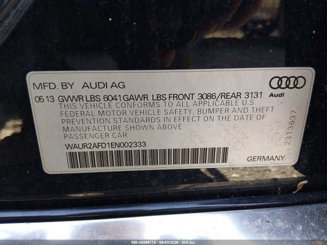 Auction sale of the 2014 Audi A8 L 4.0t, vin: WAUR2AFD1EN002333, lot number: 45266114