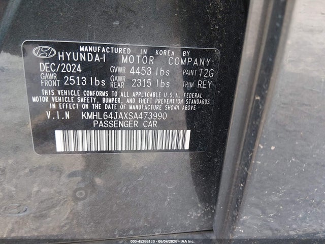 Aukcja sprzedaży 2025 Hyundai Sonata Sel, vin: KMHL64JAXSA473990, numer aukcji: 45266130