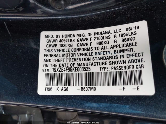 Honda Insight Touring 2019 19XZE4F95KE003525 Image 9