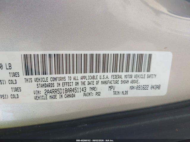 45266182 :رقم المزاد ، 2A4RR5D18AR451143 vin ، 2010 Chrysler Town & Country Touring مزاد بيع