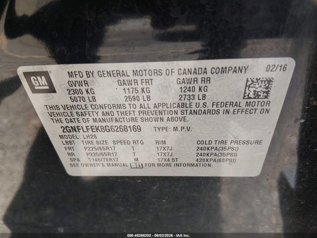 Chevrolet EQUINOX LT 2016 2GNFLFEK8G6268169 Image 9