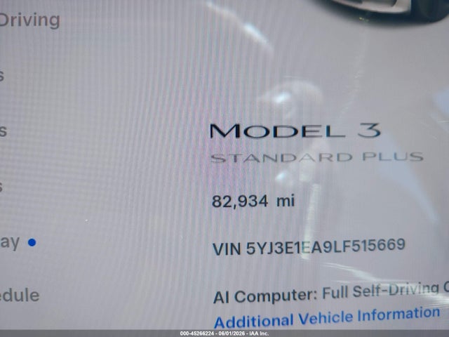 5YJ3E1EA9LF515669 Tesla Model 3 Standard Range Plus Rear-wheel Drive/standard Range Rear-wheel Drive