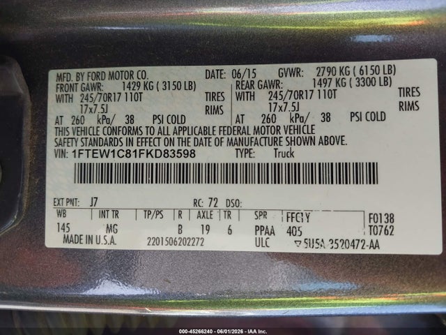 Ford F-150 Xlt 2015 1FTEW1C81FKD83598 Image 9