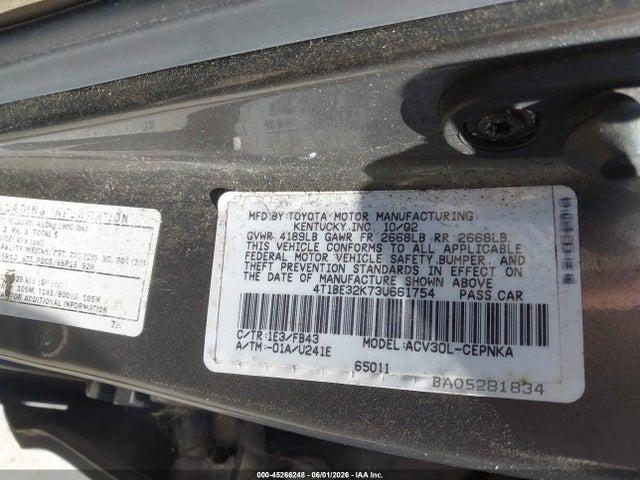 Продажа на аукционе авто 2003 Toyota Camry Le, vin: 4T1BE32K73U661754, номер лота: 45266248