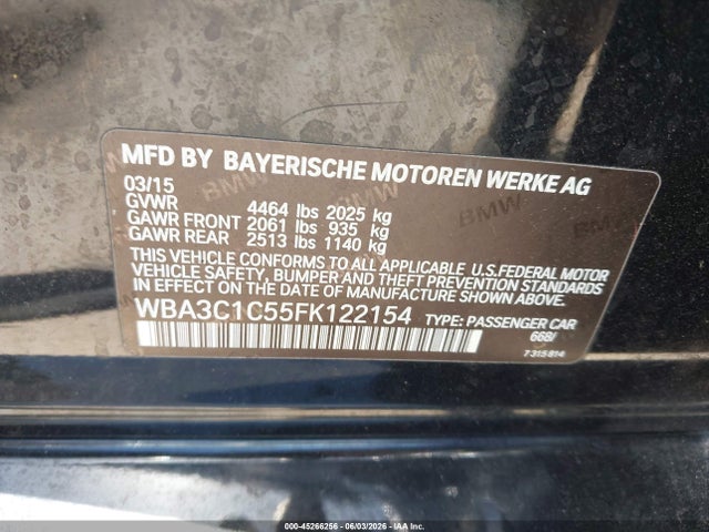 Aukcja sprzedaży 2015 Bmw 328i, vin: WBA3C1C55FK122154, numer aukcji: 45266256