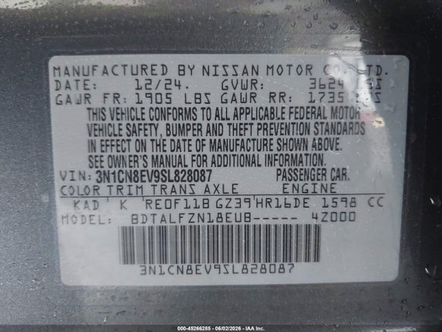 Nissan Versa 1.6 Sv 2025 3N1CN8EV9SL828087 Image 9