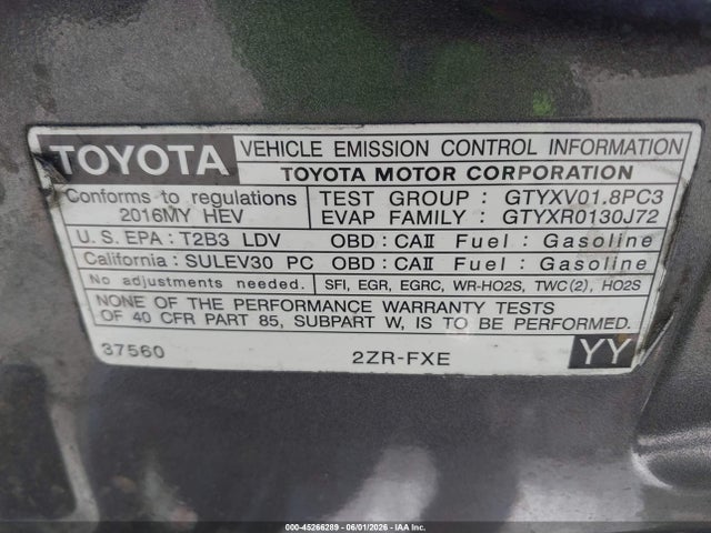 Продаж на аукціоні авто 2019 Toyota Prius Limited, vin: JTDKARFU8K3070626, номер лоту: 45266289