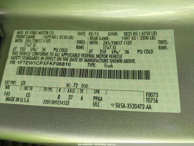 Ford F-150 Xl 2015 1FTEW1CPXFKF06810 Image 9