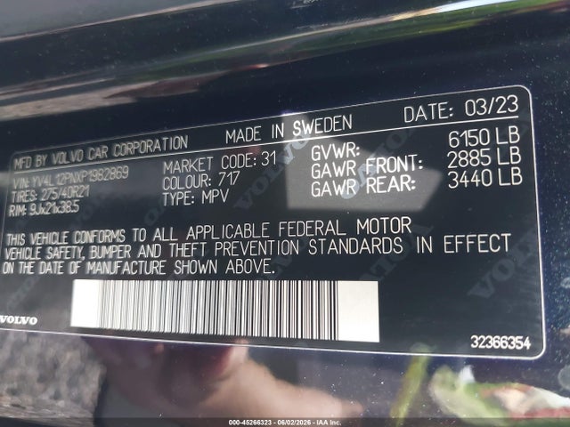 Продаж на аукціоні авто 2023 Volvo Xc90 B5 Plus, vin: YV4L12PNXP1982869, номер лоту: 45266323