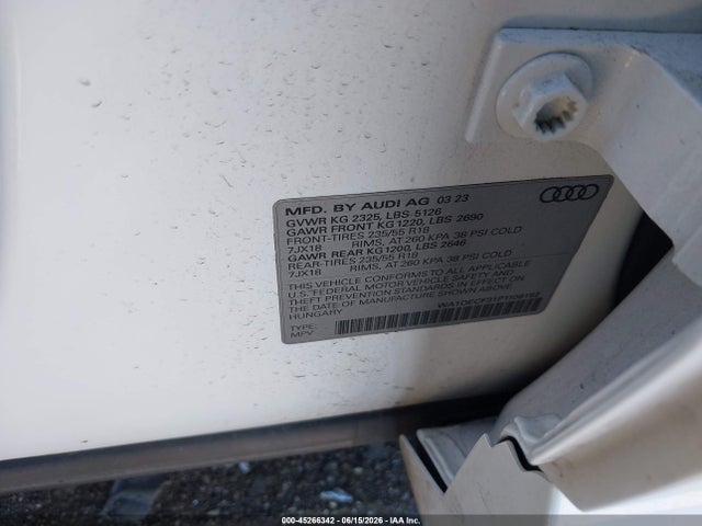 Aukcja sprzedaży 2023 Audi Q3 Premium 45 Tfsi S Line Quattro Tiptronic, vin: WA1DECF31P1109152, numer aukcji: 45266342