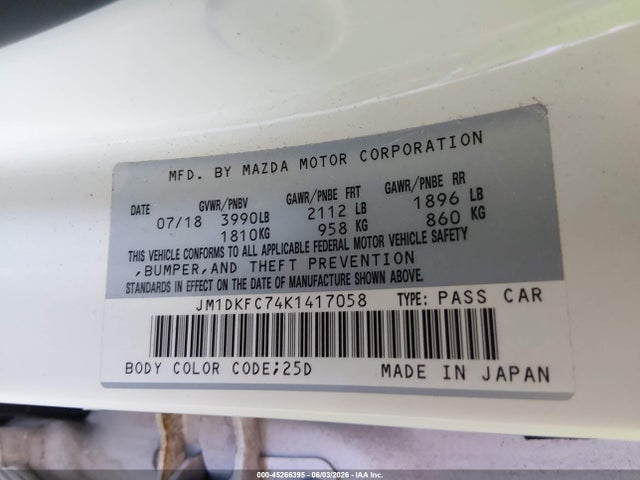 Aukcja sprzedaży 2019 Mazda Cx-3 Touring, vin: JM1DKFC74K1417058, numer aukcji: 45266395