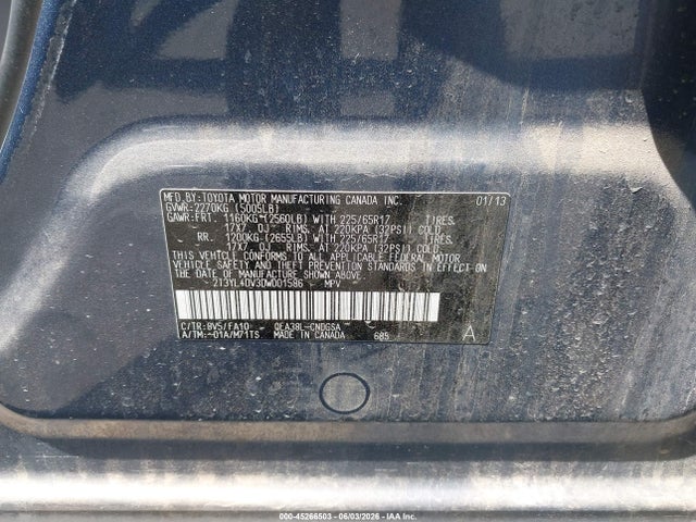 45266503 :رقم المزاد ، 2T3YL4DV3DW001586 vin ، 2013 Toyota Rav4 Ev مزاد بيع