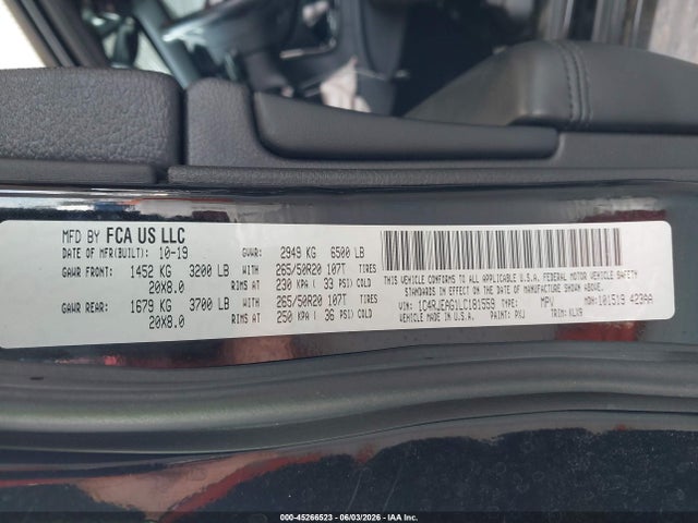 45266523 :رقم المزاد ، 1C4RJEAG1LC181559 vin ، 2020 Jeep Grand Cherokee Altitude 4x2 مزاد بيع