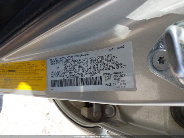 Aukcja sprzedaży 2003 Lexus Rx 300, vin: JTJHF10U230301865, numer aukcji: 45266533