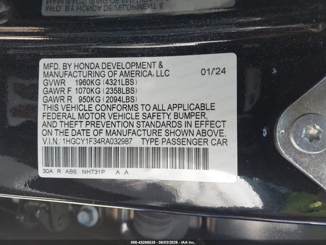 Honda ACCORD EX 2024 1HGCY1F34RA032987 Image 9