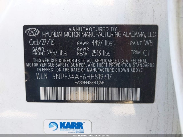 5NPE34AF6HH519317 Hyundai Sonata Sport