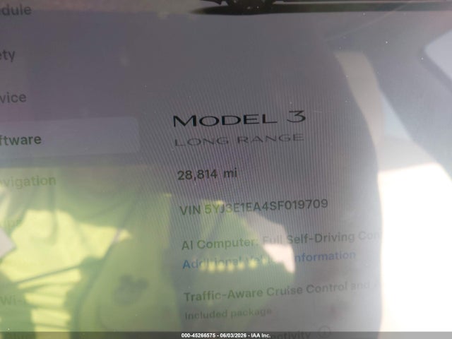 Aukcja sprzedaży 2025 Tesla Model 3 Long Range Rear-wheel Drive/standard Rear-wheel Drive, vin: 5YJ3E1EA4SF019709, numer aukcji: 45266575