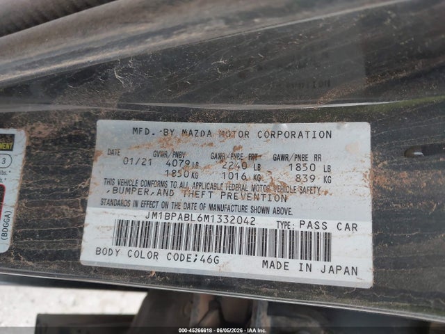 Продажа на аукционе авто 2021 Mazda Mazda3, vin: JM1BPABL6M1332042, номер лота: 45266618