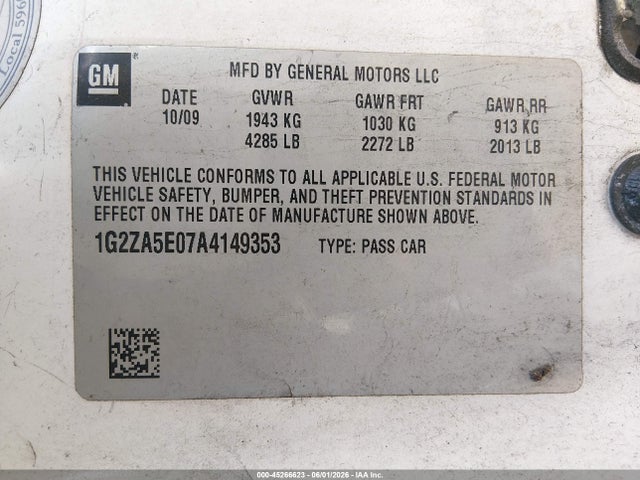 Продажа на аукционе авто 2010 Pontiac G6, vin: 1G2ZA5E07A4149353, номер лота: 45266623