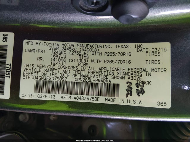 Aukcja sprzedaży 2015 Toyota Tacoma Prerunner V6, vin: 5TFJU4GN3FX079097, numer aukcji: 45266676