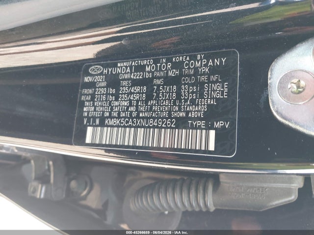 Hyundai Kona Limited 2022 KM8K5CA3XNU849262 Image 9