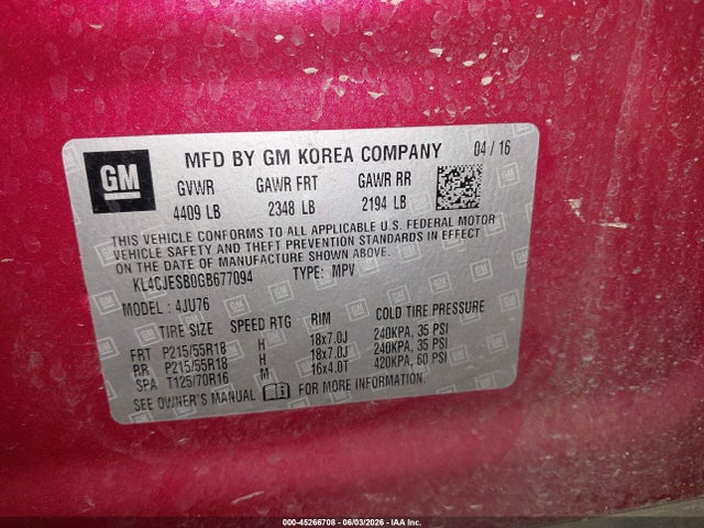 Buick Encore 2016 KL4CJESB0GB677094 Image 9