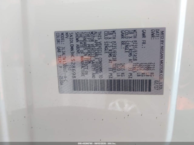 5N1DL0MN3HC528698 Infiniti QX60