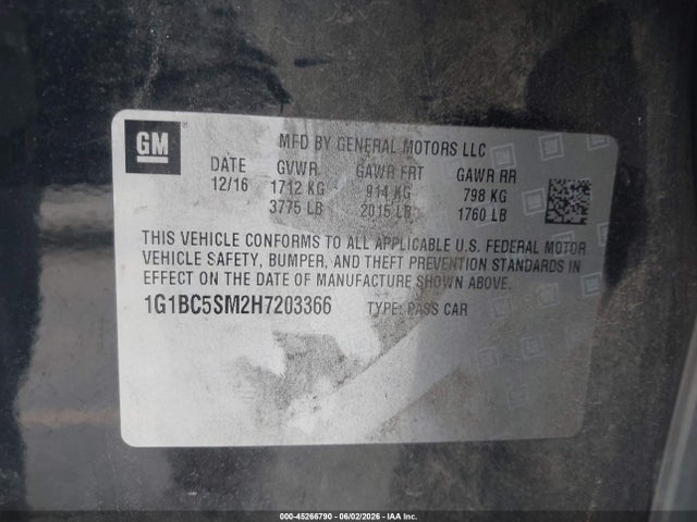 Chevrolet Cruze Ls Auto 2017 1G1BC5SM2H7203366 Image 9