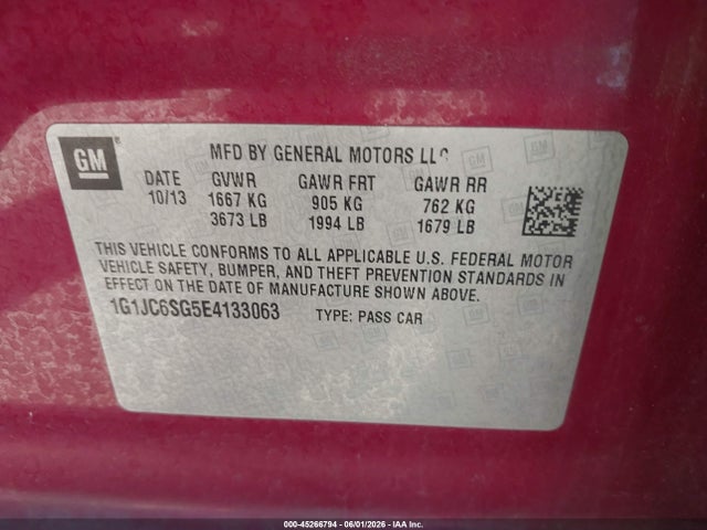 Chevrolet Sonic Lt Auto 2014 1G1JC6SG5E4133063 Image 9