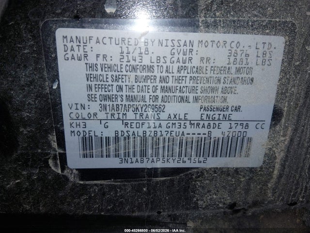 Nissan SENTRA S 2019 3N1AB7AP5KY269562 Image 9