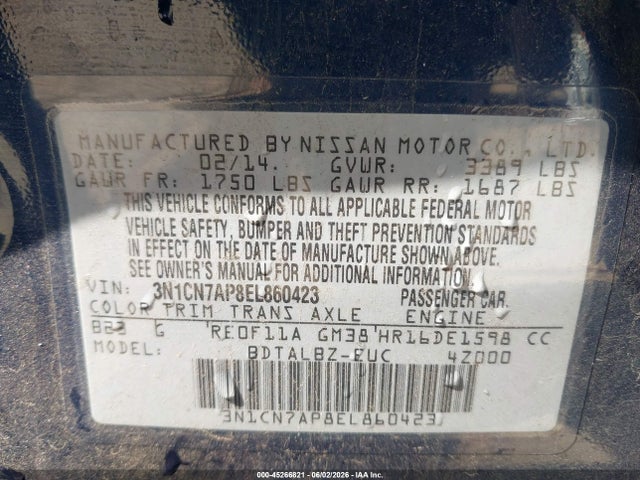 Nissan Versa 1.6 Sv 2014 3N1CN7AP8EL860423 Image 9
