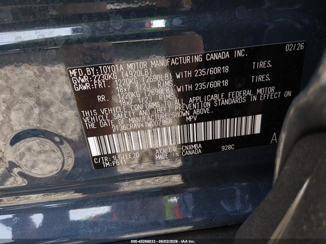 Aukcja sprzedaży 2026 Toyota Rav4 Xle Premium, vin: 2T36CRAV4TW007968, numer aukcji: 45266833