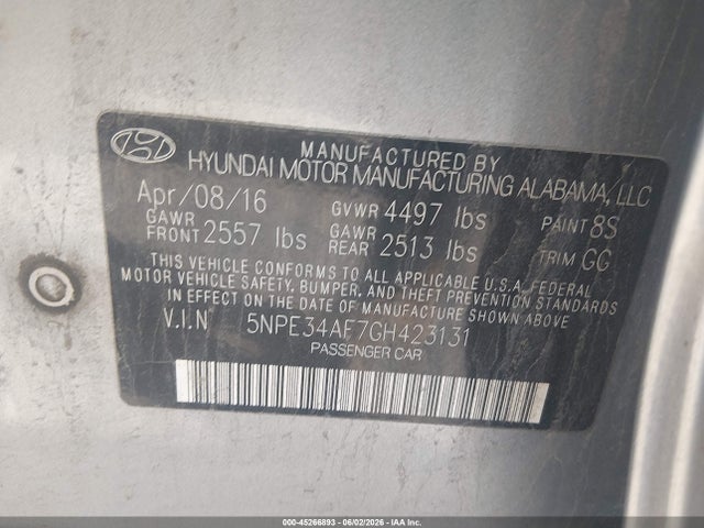 Продаж на аукціоні авто 2016 Hyundai Sonata Sport, vin: 5NPE34AF7GH423131, номер лоту: 45266893