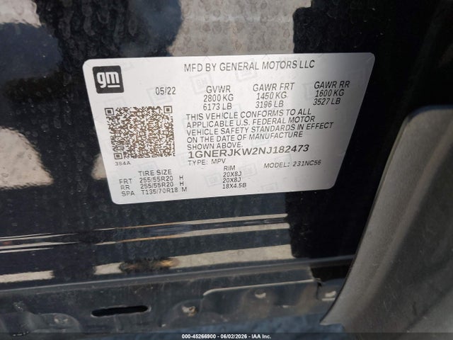 1GNERJKW2NJ182473 Chevrolet Traverse Fwd Rs