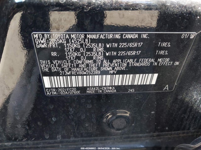 Toyota Rav4 Xle 2016 2T3WFREV8GW252389 Image 9