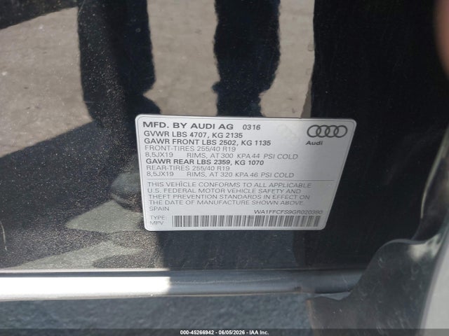 Продаж на аукціоні авто 2016 Audi Q3 2.0t Premium Plus, vin: WA1FFCFS9GR020380, номер лоту: 45266942