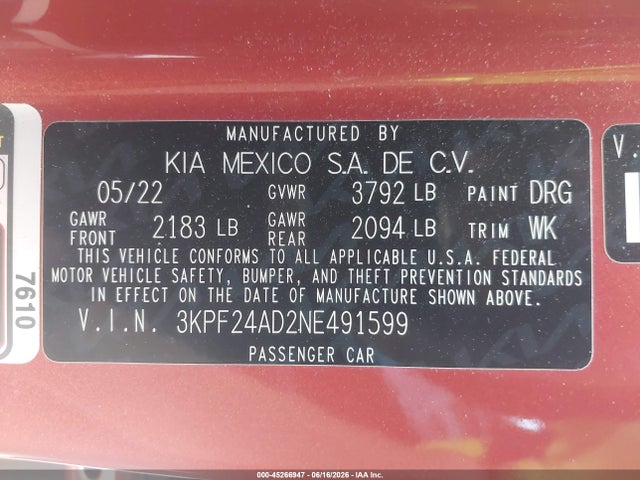 KIA Forte Lxs 2022 3KPF24AD2NE491599 Image 9