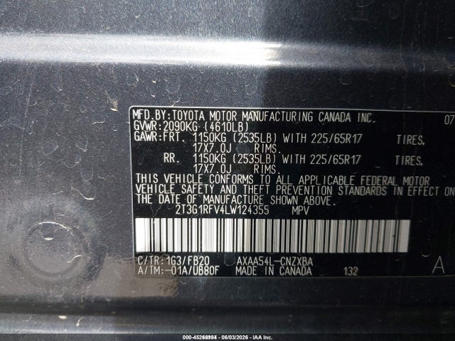 Toyota RAV4 LE 2020 2T3G1RFV4LW124355 Image 9