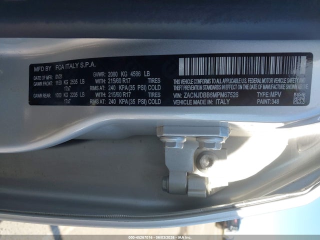 ZACNJDBB6MPM67526 Jeep Renegade Latitude 4x4