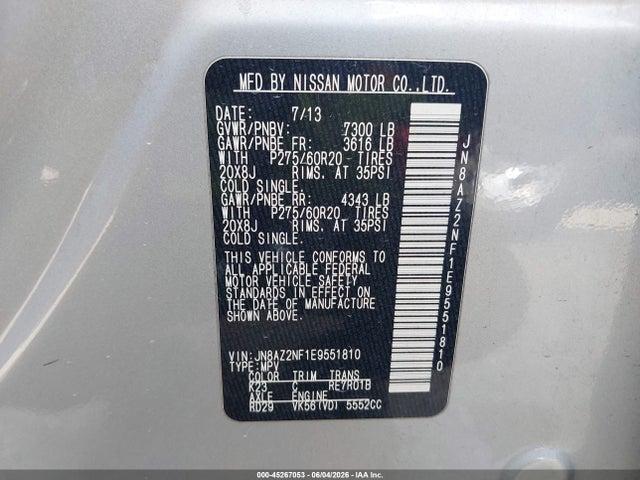 Продажа на аукционе авто 2014 Infiniti Qx80, vin: JN8AZ2NF1E9551810, номер лота: 45267053