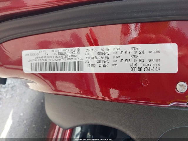 2019 Dodge Grand Caravan Gt მანქანა იყიდება აუქციონზე, vin: 2C4RDGEG8KR788805, აუქციონის ნომერი: 45267095