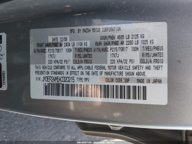 Aukcja sprzedaży 2010 Mazda Cx-7 I Sport, vin: JM3ER2WM5A0320215, numer aukcji: 45267105