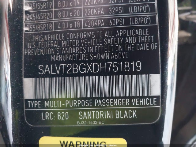 45267144 :رقم المزاد ، SALVT2BGXDH751819 vin ، 2013 Land Rover Range Rover Evoque Pure مزاد بيع