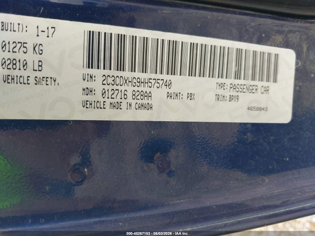 Продажа на аукционе авто 2017 Dodge Charger Sxt Rwd, vin: 2C3CDXHG9HH575740, номер лота: 45267153