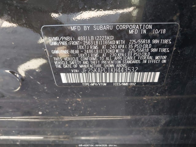 Subaru Forester Sport 2019 JF2SKAPC1KH443532 Image 9