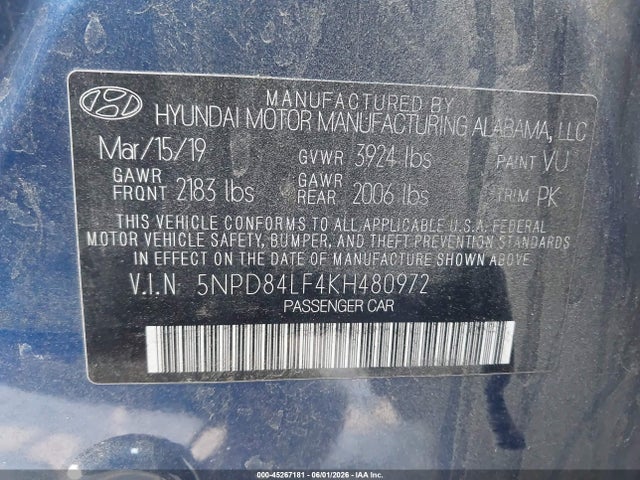 Hyundai Elantra Value Edition 2019 5NPD84LF4KH480972 Image 9