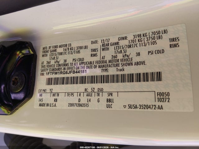 Ford F-150 Raptor 2018 1FTFW1RG6JFB44181 Image 9